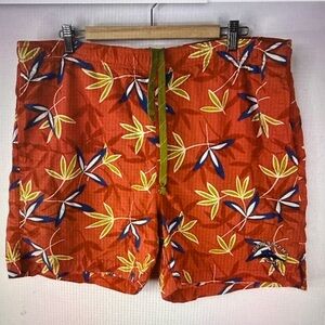 Tommy Bahama Men Orange Leaf Lined Relax Swim Trunk Shorts Size M